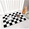 BLESWIN Tappetino Ciotole Cane, 61 x 40,5 CM, Tappetino Assorbente per Cibo per Cani, Tappetini a Scacchi per Ciotole per Gatti Facili da Pulire, Tappetino per Cani per Bevitori Disordinati, Nero e Bianco