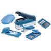 Genius Nicer Dicer - Affettaverdure intelligenti, 10 pezzi, per grattugiare cubi, affettatrice per frutta manuale, contenitore da 800 ml, con coperchio blu