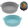 2 Pentole Pieghevoli In Silicone Per Airfryer Doppio Cestello, 19,5x13x7 Cm, Rosse