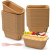 Furuising Set di 100 Pezzi Stampi Forno Carta, Pirottini Mini Plumcake 8 x 4 x 4 cm, Stampo per Plumcake da Forno Rettangolare con Spazzola per Pane, Pagnotta, Torte, Muffin(Marrone)