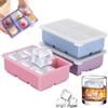 Bailtouk 3 Pezzi Stampo Ghiaccio in Silicone Con Coperchio, Vassoi per Cubetti di Ghiaccio Quadrati, Stampi per Cubetti di Ghiaccio Cubo Formine Vaschette Senza BPA per Cocktail, Whisky (Blu, Rosa, Viola)