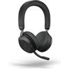 Jabra Evolve2 75 Wireless PC Headset with Charging Dock and 8-Mic Technology - Dual Foam Stereo Headphones, Dongle USB-C, Ottimizzato per Microsoft Teams, Nero, Supporto incluso
