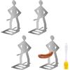 ZexJpr Accessori per barbecue per uomini, 4 supporti per salsicce in acciaio inox con pennello per olio in silicone, gadget per barbecue all'aperto, campeggio e feste in giardino, regalo creativo per gli