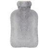 opamoo Borse Acqua Calda, 2L Borsa dell'acqua Calda con Peluche Morbida Copertura, Borsa Acqua Calda in Gomma Naturale per Mano e Piedi caldi e Sollievo dal Dolore - Grigio