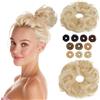 MY-LADY Chignon Finto per Capelli Veri- Cerchio Elastico Dritto Biondo - Facile Updo Naturale per Donne Ragazze 23g Riccio