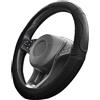 Upgrade4cars Coprivolante Auto Universale Nero in Finta Pelle | Copertura di Volante Diametro 37-39 cm | Accessori Auto Interno | Regali per Donna e Uomo