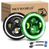 SKYWORLD 7 Pollici Rotonda Fari Led auto moto, 50W Faro a LED Verde Bianco 4 modalità di Illuminazione off Road Lights Fire Cross Hi/Lo Fascio Fari anteriori per Wrangler JK TJ LJ CJ Hummer