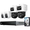 eufy Security Sistema NVR PoE S4, 2 telecamere Bullet-PTZ, Wi-Fi, Esterna | PTZ 360°, Framing e tracking auto IA, Auto-ricerca video, Visione notturna a colori, Strobo rosso/blu, 2TB HD, Ripresa 24/7.