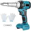 Ayolofei Pinza rivettatrice a batteria compatibile con Makita 18 V, 20,000 N, pinza rivettatrice elettrica senza spazzole, dado rivetto automatico a LED, strumento manuale per rivetti ciechi da 2,4 - 4,8 mm