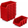 PECZEKO Cassetta impilabile da officina, in plastica PP, scatola impilabile, scatola per riporre gli attrezzi, scatola portaoggetti, scatola portaoggetti, scatola per smistamento, colore rosso, 10