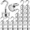 FPMYB 24 ganci magnetici al neodimio extra resistenti, 15 kg, ganci magnetici con ganci per crociera, barbecue, cucina, frigoriferi, gadget, porte in ferro, ufficio