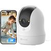 EZVIZ C6N G1 3K Telecamera Wi-Fi Interno, 5MP Videocamera Sorveglianza Interno Pan/Tilt/Zoom, Rilevamento di Persone, Visione Notturna a Colori con WDR, Chiamata Bidirezionale, WiFi 2.4Ghz
