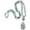 Mikovivi Collana Boho da Donna/Uomo Lunga, 90cm con Perline in Pietra Naturale Ciondolo Fatto a Mano Stile Bohémien Collana Chakra Spessa