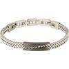 Breil, Collezione Edit Out, Bracciale Uomo in Acciaio Silver Bilux Satinato e Lucido con Elemento Centrale IP Gun, Maglia Intrecciata, Chiusura a Gioielleria, Lunghezza Regolale fino a 22 cm