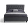 EVERGREENWEB MATERASSI & BEDS EVERGREENWEB Letto Matrimoniale con CONTENITORE Apertura Idraulica Salvaspazio, Testiera Imbottita in Tessuto Grigio Scuro, Struttura RINFORZATA Facile da Montare Rete a Doghe in Legno 160x190 VENEZIA