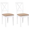 vidaXL Sedie da Pranzo con Cuscini 2 pz Bianco Legno Massello di Hevea, sedia da pranzo, sedia da cucina, sedile da pranzo, sedia, sedia da soggiorno
