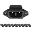 RUNCCI-YUN 10pcs AC 250V 10A iec Plug Power, 3 Pin iec Adattatore per Montaggio a Pannello