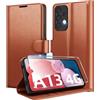 Eirltiy Cover per Samsung Galaxy A13 4G Portafoglio Pelle PU Premium, Custodia Scomparti Carte Antiurto Protettiva Case con 1 Vetro Temperato, Marrone