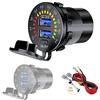 Thlevel Presa USB Caricabatteria Auto 36W Doppio QC3.0 Accendisigari Caricabatterie Impermeabile con Interruttore e Voltmetro LED Indicazione per 12V 24V Moto Camper Camion Barche