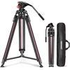 NEEWER 2m Treppiede Videocamera con Testa Fluida, Cavalletto Fotografico in Alluminio Resistente a Sgancio Rapido in Un Passo con Piastra QR Compatibile con Canon Nikon Sony Camera DSLR, Max 8kg, LL38