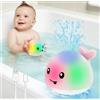 Gigilli giocattoli da bagno aggiornati, giocattoli da bagno ricaricabili per bambini spruzzo di acqua illuminante 6-12 12-18 mesi, spruzzatore di acqua piscina balena vasca da giocattoli