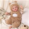 JIZHI Reborn Bambola Mia - 17 Pollici Realistica Bambole Bambino Corpo Morbido Tessuto, Dolce Sorriso - Neonato Femmina Testa e arti in Vinile per 3 anni+ (Occhi Marroni)