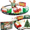 LSUO BAOFU Trenino Natalizio Elettrico per Bambini, Treno con 4 Vagoni e Slitta Babbo Natale, Giocattolo Decorazione Albero di Natale, Pista Circolare 168 cm, Bambini