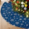 Lanpn Albero di Natale Gonna Copertura di Base Velluto Pannello Esterno Piccolo Fiocco di Neve Copertura della Base per Albero di Natale Decorazione Natalizia (Blu, 40cm)