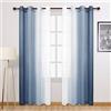 DWCN Tende velate in finto lino, sfumate, con occhielli nella parte superiore, semitrasparenti, per camera da letto e soggiorno, set di 2 pannelli, 132 x 240 cm di lunghezza, blu denim