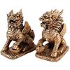 lachineuse - Figure di coppia QiLin - Statuette Feng Shui Chi Lin - Simbolo di protezione delle energie negative - per ufficio, casa - Decorazione cinese asiatico Qi Lin - 12,5 x 11 x 6 cm - Oro
