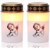 Eldnacele Candele funerali a LED bianche con timer da 6 ore, funzionamento a batteria, impermeabili, senza fiamma, confezione da 2 pezzi, piccolo angelo bianco)