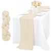 Sikweny Runner Tavola Moderno Lavabile Mussola Boho Runner da Tavolo 300 x 90CM Centrini Moderni per Mobili Sottile Antiscottatura per Decorazione Tavola Matrimonio Festa Compleanno (Beige)