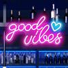 Txmyxgs Good Vibes Neon Light Sign,Insegna Al Neon Led Personalizzata, Neon Signs for Wall Decor,alimentato Tramite USB,con Interruttore Regolabile,design A Doppia Catena,Bar,Matrimoni,Feste,Compleanni,Rosa
