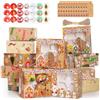 GeeRic 12pz Scatole per Cupcake Natale 4 Fori, Scatole per Biscotti Natalizi+Corde+12 Etichette Appesi+Adesivi DIY Scatola per Torta con Finestra Trasparente Caramelle Muffins Box a Capodanno Festa