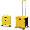 CROSS ZEBRA Carrello Della Spesa Pieghevole, Carrello Multiuso Portatile Multifunzionale di Grande Capacità da 54L/45KG con Manico Telescopico e 4 Ruote Girevoli Smontabili per lo Shopping da Viaggio, Giallo