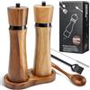 Yiomxhi Macina Sale e Pepe Legno, Macinapepe Manuale con Base, Cucchiaio, 2 Spazzola, Macina Spezie con Smerigliatrice Ceramica Regolabile