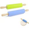 CENPEK Mini mattarello, confezione da 2 mattarelli da 22,9 cm per bambini, con manico in legno antiaderente, mattarello in silicone per bambini, utensili da cucina