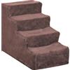 PawHut Scaletta per Cani a 4 Gradini con Rivestimento Sfoderabile e Lavabile, Portatile, 60x35x44 cm, Marrone | Aosom Italy