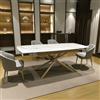 LIBEROSHOPPING Tavolo allungabile 140-200x90 cm gambe oro top marmo bianco - VERAL