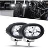 Biqing Faretti Moto Supplementari,20W Faretti LED Moto Fuoristrada Lampada da Lavoro Fendinebbia per Moto Camion Trattori SUV ATV Barca 12V/24V Con Bianco Angel Eyes