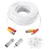 QUARKZMAN Cavo Video Alimentazione BNC, 30m/98ft Cavo Sicurezza Tutto-In-Uno Filo Estensione DC per Installazione Sistema CCTV DVR Telecamera Sicurezza Filo Plug & Play, 1 Set Bianco