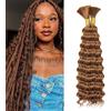 BLTYXT Deep Wave Bulk Hair 24 Inch 6 Bundles Synthetic Braiding Hair Curly Crochet Hair Boho Braids Natural Color for Hair Extensions (30, 24 Inch（6 Bundles）)