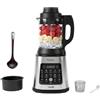 Moulinex Perfectmix Cook frullatore riscaldante ad alta velocità, 10 programmi automatici, 1400 W, YY5607FG, Nero e Trasparente, Metallo