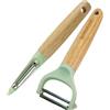 Fackelmann Set 2 Pelaverdure e Pelapatate a Y in Legno FSC® e Plastica, Utensili da Cucina Sostenibili, Pelapatate Verticale e Pelapatate a Y per Frutta e Verdura, Linea Ocean