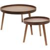 WELL HOME MOBILIARIO & DECORACIÓN Well Home Set di 2 tavolini rotondi a tre gambe in noce scuro Ø60 cm e Ø38 cm