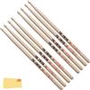 Vic Firth Bacchette per Batteria Serie American Classic 5B Hickory Americano Punta di Legno 4 x paia pacchetto di valore