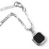 OceanJewel Collana con ciondolo in onice nera, ciondolo in pietra, collana da uomo, catena in acciaio inossidabile, gioielli da uomo, collana in argento da uomo, 50,8 cm, One Size Fits All, Acciaio inossidabile