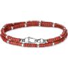 COAI Bracciale da Uomo in Diaspro Rosso, Bracciale di Perline Rosse da Uomo Doppio Strato M