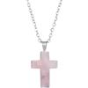IDELUSH Collana da donna in argento sterling 925 con croce di quarzo rosa - gioielli sottili ed eleganti - catena argento Sterling 50 cm, brillante e resistente, girocollo italiano per regalo, sposa, mamma,