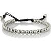 Namana Bracciale Uomo dell'Amicizia con Perline in Metallo. Braccialetto Stratificato per Lui con Cordino Nero Regolabile. Bracciale in Acciaio Grigio, Nero, Oro Giallo o Oro Rosa